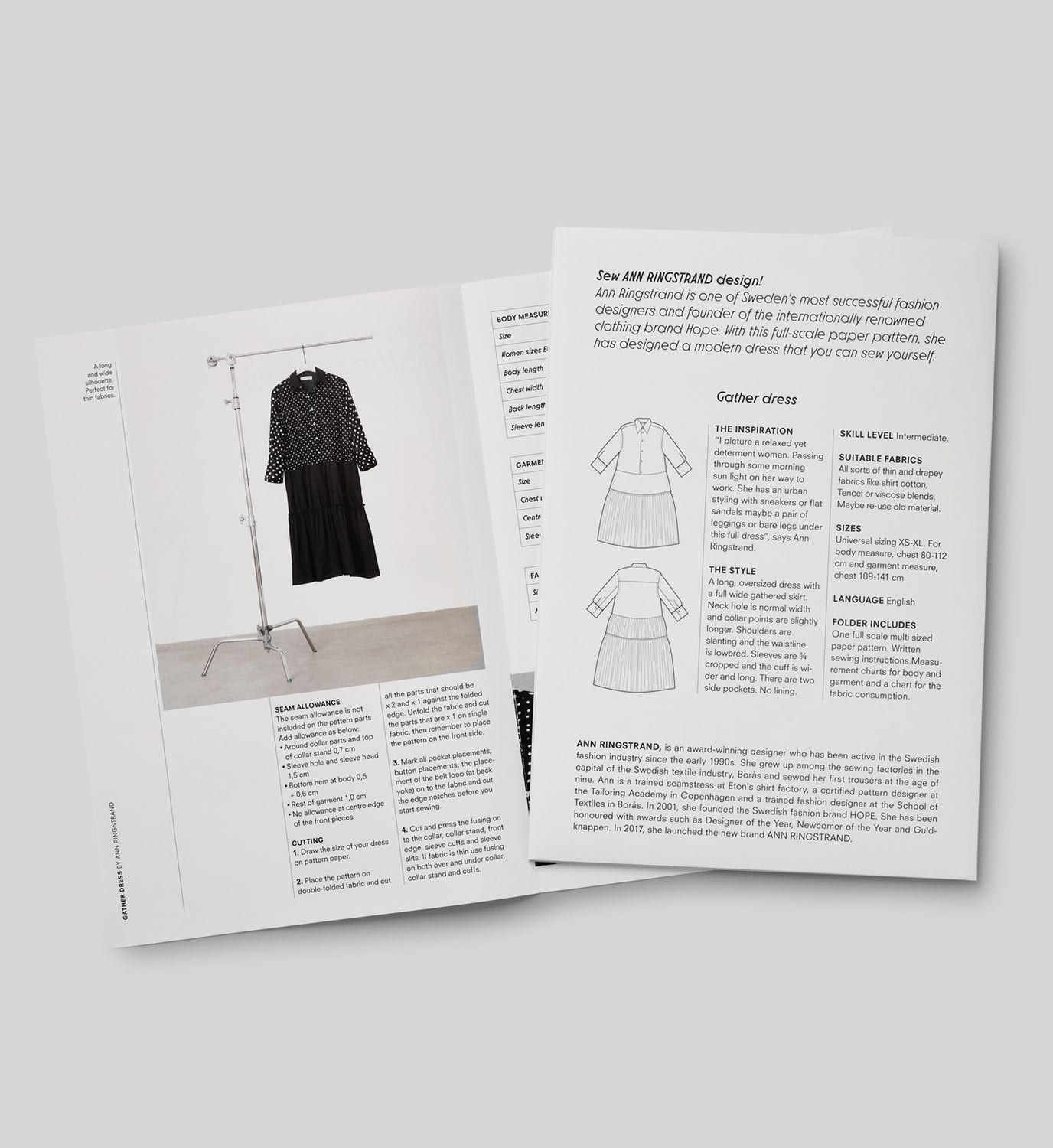 Sewing pattern Gather dress Ann Ringstrand Sewing pattern Gather dress Ann Ringstrand